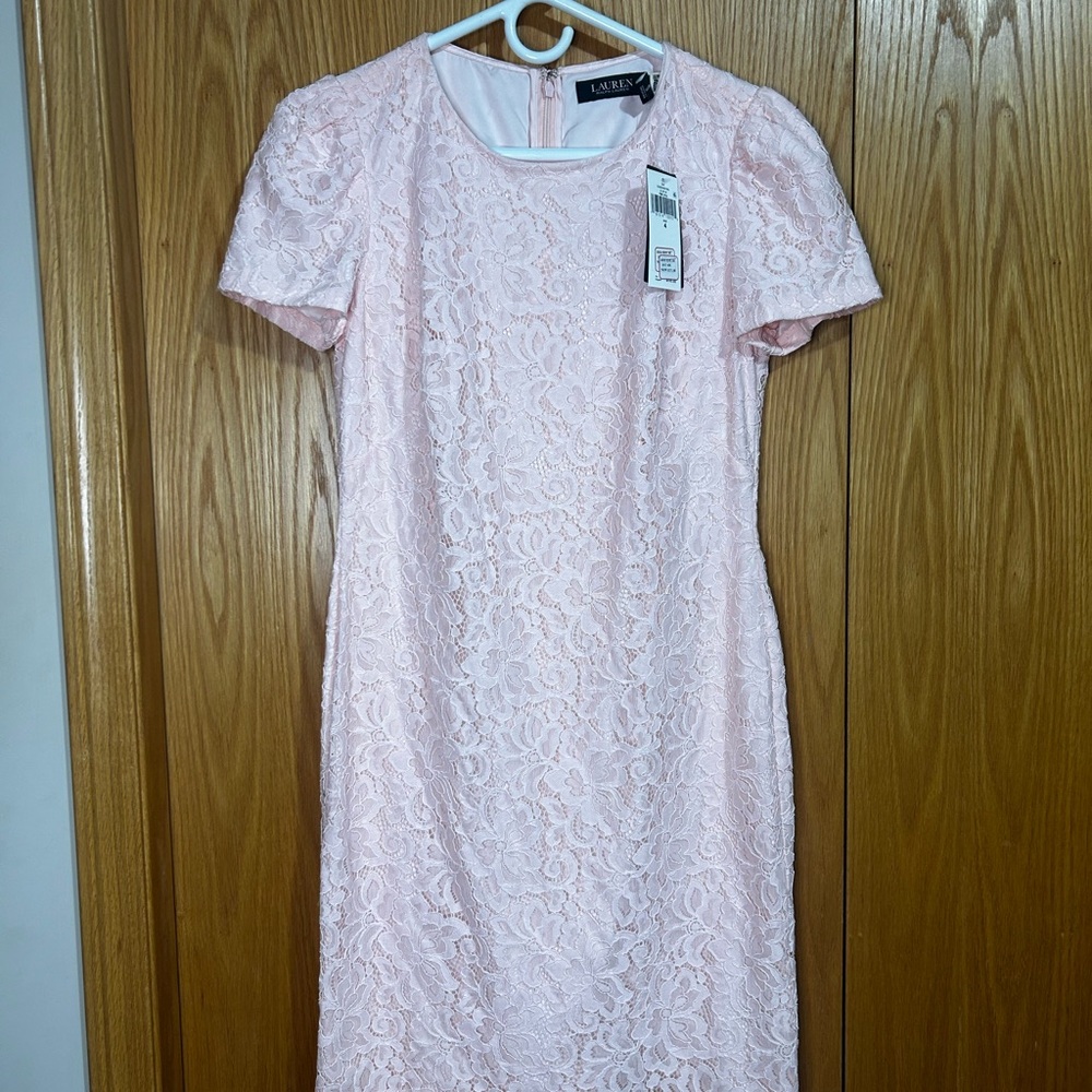 Ralph Lauren Pink Lace Midi Dress